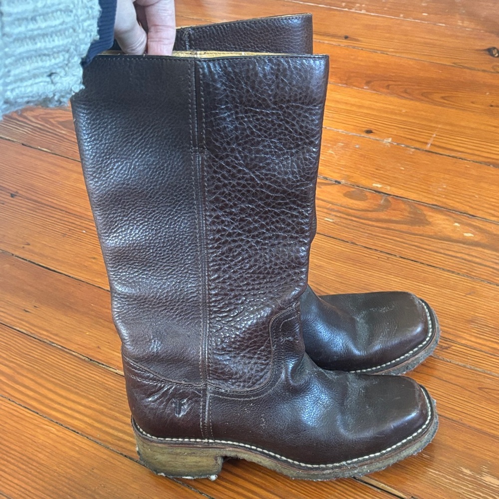 Frye Brown Leather Moto Boots Size 8